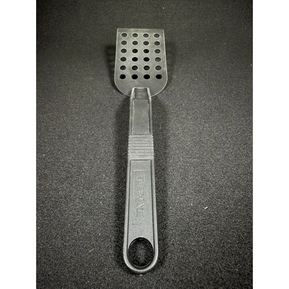 T-Fal Black Nylon Slotted Spatula Turner Angled Handle Made in Canada Vintage